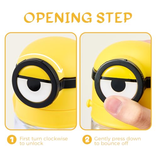 Image of MINISO Minions Insulated Water Bottle with Straw 20 oz Travel Tumbler with Lid Holder Compatible Cup BPA-Free Bottle with Strap for Boys Girls and Kids School Office Home