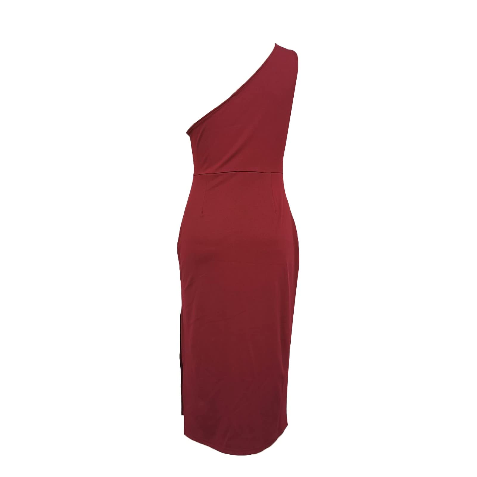 Gonna Abito da Donna Sexy in Tinta Unita con Spacco a Una Spalla Vestito Elegante Corto