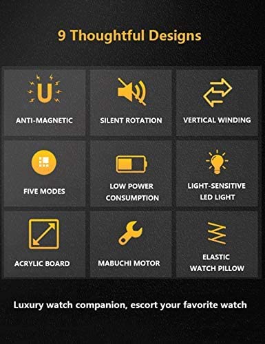 Caricaorologi per 2 Orologi, Vernice per Pianoforte di Lusso, Shaker Giapponese antimagnetico, Ultra Silenzioso, Luce atmosferica a LED, Nero+Fibra di Carbonio,2+0