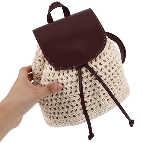 Mochila tejida para mujer de estilo boho con cordón ajustable 3