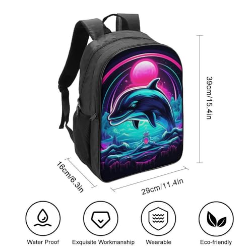 Mochila escolar con estampado de delfines para el instituto y campus 2