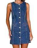 Nitzana Women's Denim Dress Jean Sleeveless Button Down Shirt Mini Tank Casual Summer Dresses with Pocket 2025 Trendy Outfits Blue