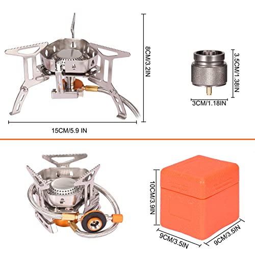 Portable Backpacking Stove With Piezo Ignition Windproof Camping Gas Stove Camp Stove Foldable Burner With Propane Canister Adapter For Outdoor Camping Hiking Picnic #TOP5