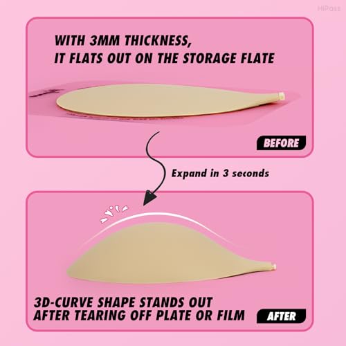 Hipass Adhesive Sticky Bra, Push Up Invisible Bras for Backless Strapless Dress，Reusable Wireless Breast Lift Bras for Women Beige4