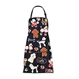 CMNIM Poodle Apron Poodle Dog Cooking Kitchen Aprons Poodle Gifts for Poodle Lovers Apron With Pockets Poodle Owner Mom Gifts (24229 Poodle Apron black), Medium