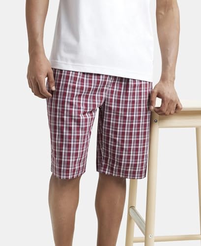 Image of Jockey 9005 Men's Super Combed Mercerized Cotton Woven Fabric Regular Fit Printed Bermuda with Side Pockets