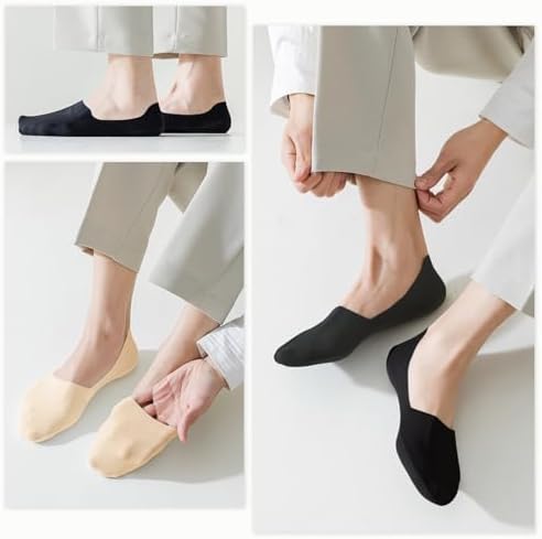 Caudblor Men Thin No Show Socks for Loafer, Invisible Low Cut Liners No See Non Slip Sock 6 Pairs