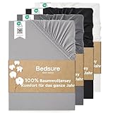 Bedsure Spannbettlaken 180x200cm Baumwolle Jersey - Spannbetttuch Bettlaken bis 40cm, auch für Boxspringbett, Wasserbett & Extra hohe Matratzen, Hellgrau