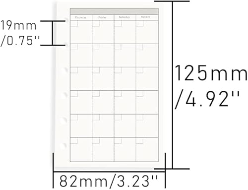 Miniatura 6 de AxeWoodz Papel de repuesto A7, paquete de 3 unidades sin fecha diaria, semanal, mensual, papel de relleno perforado de 6 agujeros para planificador,