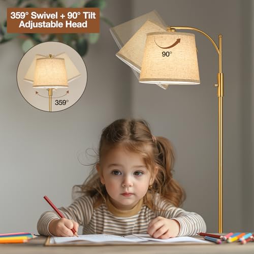 Image of AIDENOEY Smart Floor Lamp with Side Table | Stepless Dimming, RGB Multi-Color | Adjustable Swivel Head | Voice Control with Alexa & Google Assistant |Golden Lamp for Living Room,Bedroom,Home Office