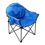 ALPHA CAMP Heavy-Duty Oversize Camping Chair Round Moon Saucer Chair Padded Folding Chair with Cup...