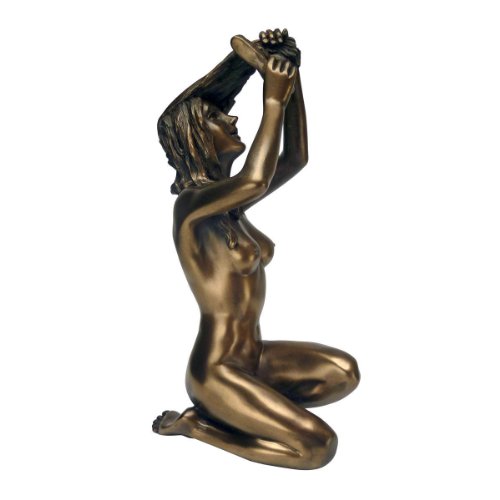 Design Toscano PD2555 Woman Combing Hair Nude Female Statue, Bronze
