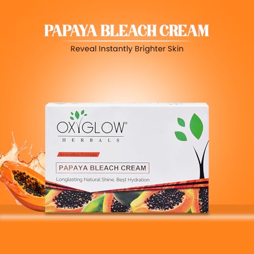 Image of OxyGlow Herbals Bleach Cream Papaya Enriched with Goodness of Papaya| Hydrates & Rejuvenates the Skin| Gives Instant Glow & Exfoliates Dead Skin 300Gram,|face cream|herbal cream|face bleach for women