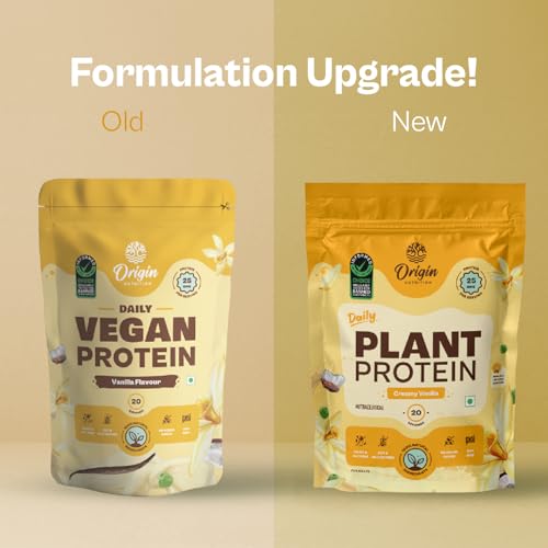 Origin Nutrition 100% Natural Plant Based Protein Powder, Ranked Best Vegan Protein by Independent Scientific Research, European Pea Protein Isolate & Pumpkin Seed Protein) Easy to Digest Vanilla Flavour with 25g per serve Plant Based Protein,20 servings,792g