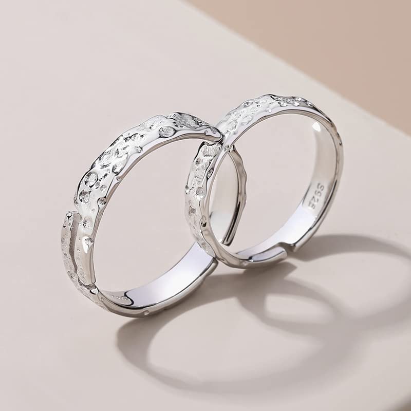 Alliances promise rings argent 925 couple texture entrelacée - 3