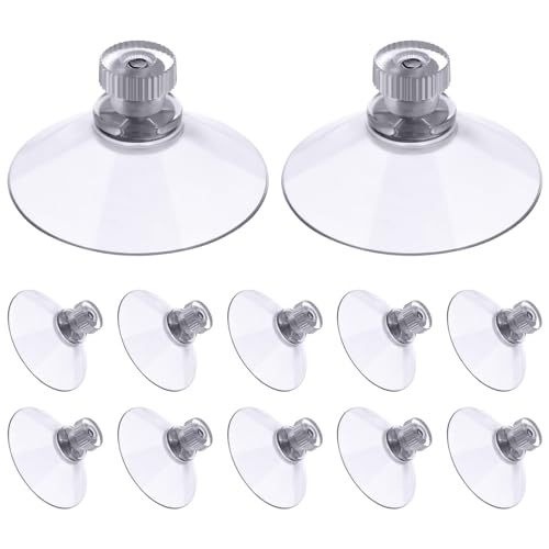 Flintronic Saugnapf mit Gewinde und Rändelmutter, 12 Stück PVC Saugnäpfe Ø41mm, Transparente Saugknöpfe ohne Bohren, Saugknopf Haken Extra Stark für Fenster, Auto, Dekoration, Aufhängung