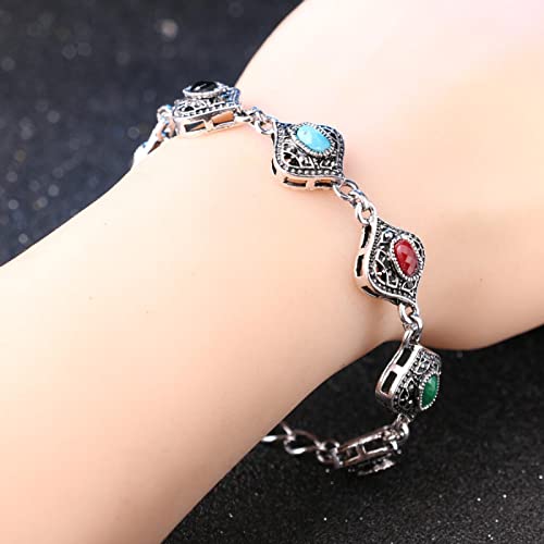 Bracelets manchette résine multicolore au design rétro bohême