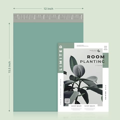 Image of Metronic Poly Mailers 12X15.5 500Pack, Strong Adhesive Shipping Envelopes for Clothing, Waterproof Shipping Bags for Small Businesses, Flexible Mailers Poly Bags, Grayed Jade Green