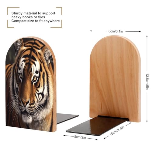 Sujetalibros de madera resistente antideslizante de tigre de Bengala 3