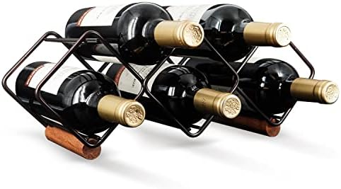 TOMORAL Wine Rack, Countertop Wine Rack,5 Bottle Wine Holder for Wine Storage,No Assembly Required, Modern Metal Wine Rack,Small Wine Rack