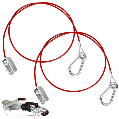 PRZRAO 2 Pièces Câble Remorque Rouge, 1 Meter Câble De Sécurité Remorque, Corde de sécurité Breakaway avec Mousqueton pour Toutes Les Remorques...