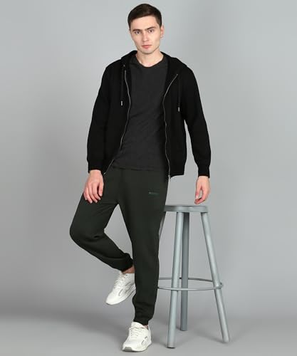 Image of Alan Jones Clothing Men's Regular Fit Mid Rise Fleece Jogger Regular Pants For Winterwear