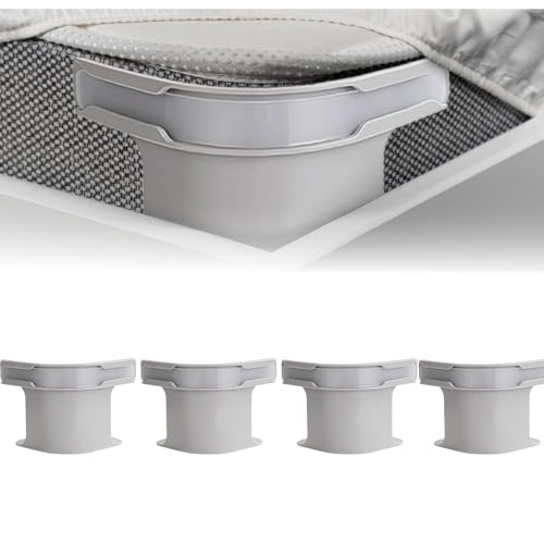 YUNYU Lot de 4 tendeurs de drap de lit, antidérapants, avec fermeture de sécurité, design invisible, pour tous les matelas jusqu'à 220 cm, gris