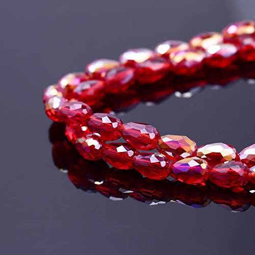 Image of Teardrop Glass Beads for Suncatcher, Lucky Goddness 200pcs 8x11 mm Faceted Straight Vertical Hole AB Rainbow Colorful Crystal Spacer Beads Assortment,Wholesale for DIY Handcrafted Bracelet Necklace