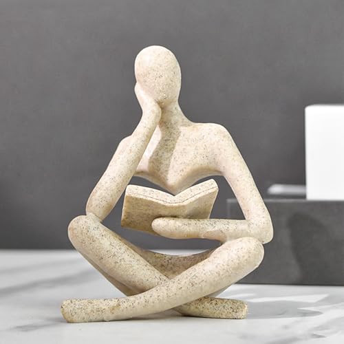 Reading Women Statue, Thinker Sculptures, Abstract Art Ornament, Modern Aesthetic Figurine Decoration, Suitable for Home Living Room Bedroom Office Shelf Table Desk Bookshelf Decor