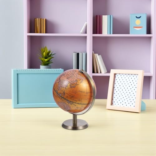 Globe terrestre en métal et ABS jaune nacré design compact PLAFOPE - 6