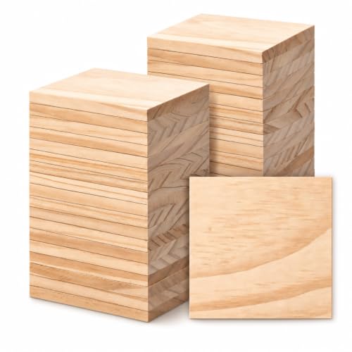 FSWCCK 36 Pcs 3x3 Wood Squares, Smooth Wooden Blanks for