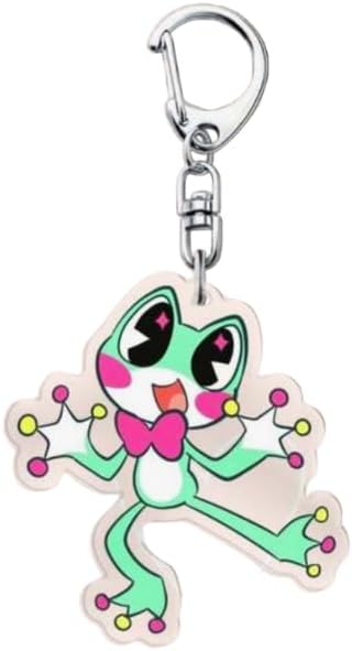 Ribbit Lanky and Quirky Green Frog Acrylic Keychain with or Retro Indie Animation Cartoon Amphibian Inspired Charm