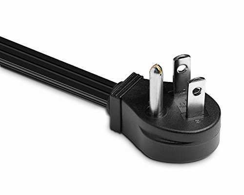 Maximm Extension Cord 6 Feet Flat Plug/Wire, Multi Outlet - 3 Prong Angled Plug Extension Cord - Black Ul Certified #TOP2