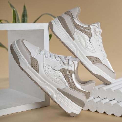 Image of Red Tape Women's Sneakers White Black Pu Round Toe Lace-Up