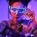 XIAOREN Lunettes Lumineuses Cyberpunk LED Futuriste High-Tech Net Rouge Personnalité Drôle Danse Hip-hop Science-Fiction Hommes Et Femmes (avec Batterie)