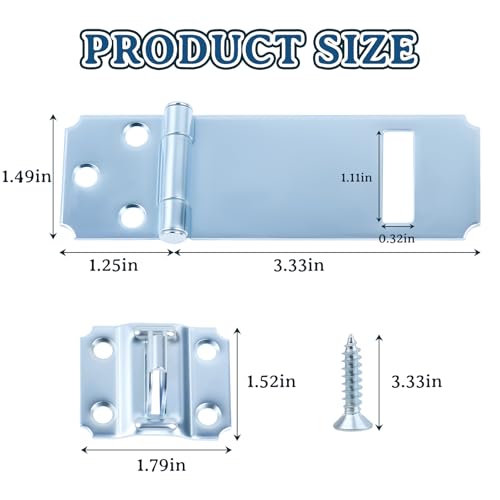 Image of HOME MASTER HARDWARE 12 Pack Door Padlock Locks Hasp Latch, 3-1 /2 inch Safety Packlock Clasp Hasp Lock Latch,Extra Thick Door Gate Lock Hasp with Screws