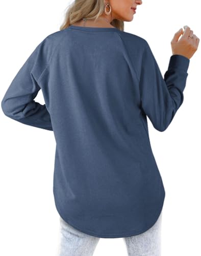 Image of Womens Sweatshirts Crewneck Loose Fitting Tops For Women Long Sleeve Shirts Pullover