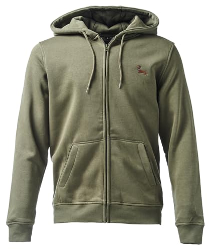Baddery Gassi Jacke Herren & Damen : „Dackel“ - Zip Hoodie für Hundebesitzer, Hundeliebhaber & Jäger (Zip-Hoodie Oliv L)