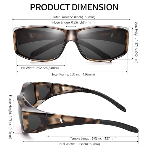 Image of URUMQI Polarized Sunglasses Fit Over Glasses for Men Women, Wraparound Sun Glasses UV400 Protection for Driving Fishing
