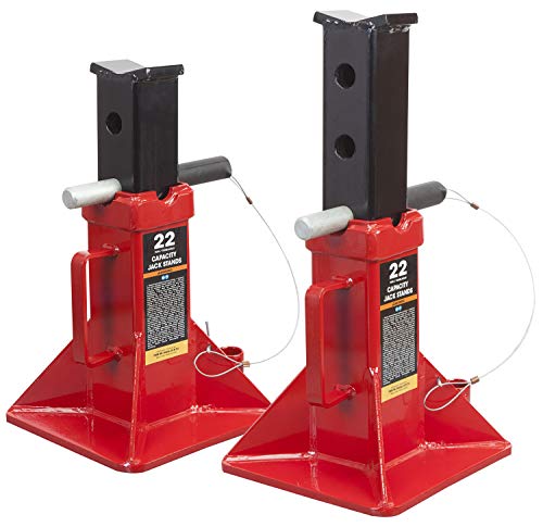 Big RED 22 Ton Car Jack Stands Heavy Duty Pin Type Professional Car Jack Stand with Lock Fit for Supporting Trucks Trailers and Equipment Red 1 Pair