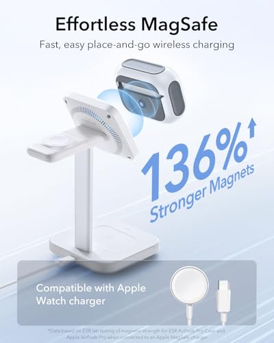 ESR for AirPods Pro 2 Case, MagSafe Charging, for Airpods Pro 2nd Generation/1st Gen (2023/2022/2019), Hybrid Drop Protection, HaloLock Orbit Hybrid Case for Apple Airpod Pro 2 with Lanyard, White - 5