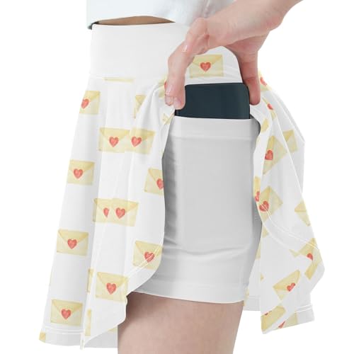 Girls Skorts High Waist Athletic Skirts with Shorts Love Letter Stretchy Teens Performance Tennis2