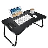 Userf Foldable Bed Tray Lap Desk Laptop Table Desk Bed Notebook Stand for Bed Reading Holder with Foldable Legs Cup Slot for Eating Breakfast Reading Book,Watching Movie On Bed Couch Sofa Black