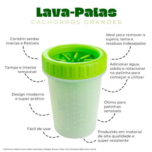 Lava-Patas Lavador de Patas para Cachorros Cães Grandes Limpeza Higiene Banho de Animais de Estimaçã