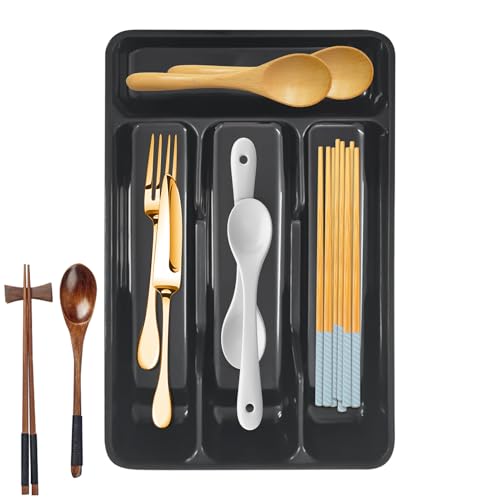 Organizador de cubiertos compacto con 4 compartimentos, organizador de utensilios de cocina para armario, encimera, apartamento, dormitorio, hogar, camping, tenedores, cuchillos, cucharas
