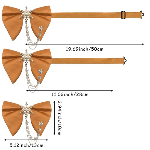 Image of Oversized Bow Ties for Men, Adjustable Bow Tie Pre-tied Bowties Pearl Decoration Bowtie for Tuxedo Wedding Party Prom