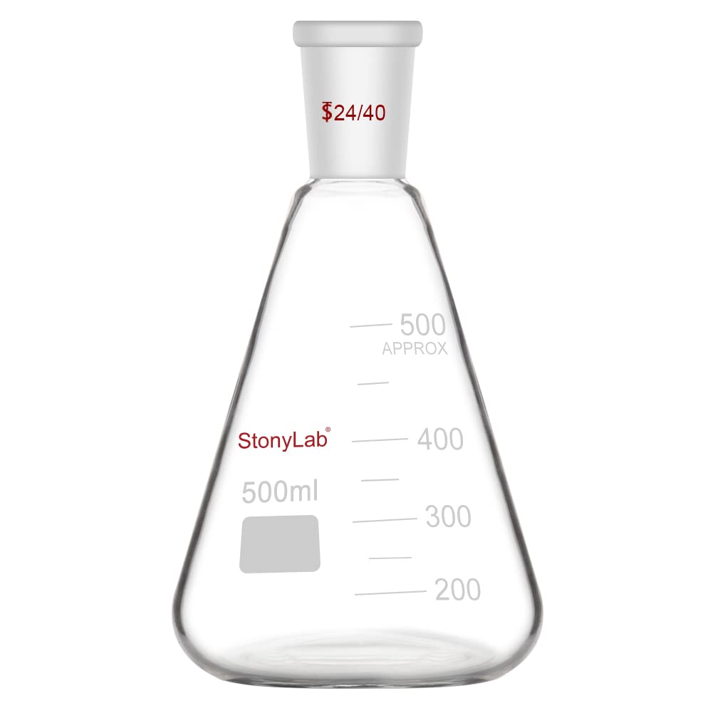 Sponsored Ad – Glass 24/40 Erlenmeyer Flask, Borosilicate Glass Heavy Wall Flask with 24/40 Standard Taper Outer Joint, 500ml