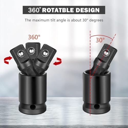 Image of Homdum 1 /2 inch Inch DR Square Drive Socket Black Universal Joint Wobble Flex U-Joint For Tools