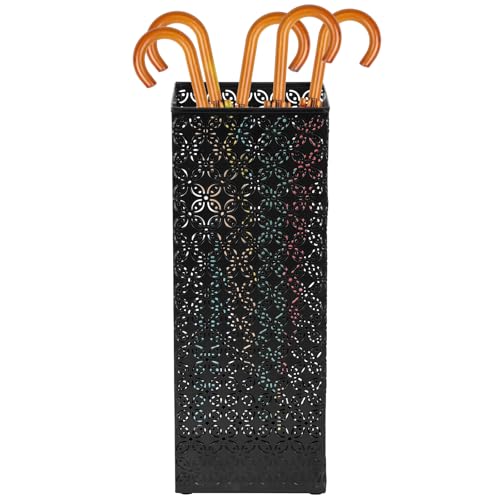 Gatphy Metal Umbrella Holder, Square Umbrella Stand Holder Multipurpose Umbrellas Storage Stand Walking Sticks Holders for Umbrellas Cane Entryway Home Hotel (Black3)