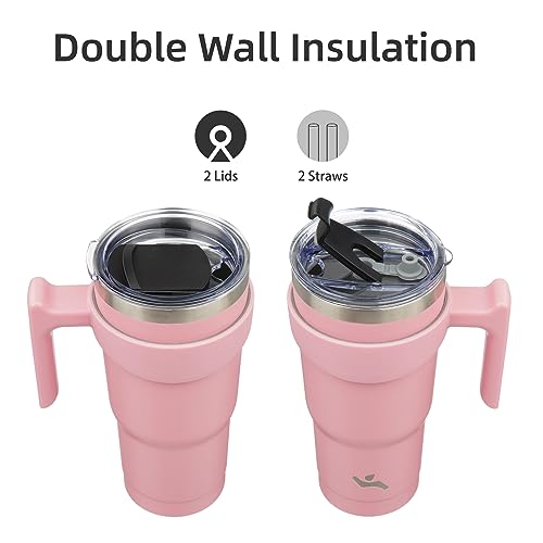 Image of Konokyo 20 oz Tumbler with Handle and Straw, Insulated Travel Mug